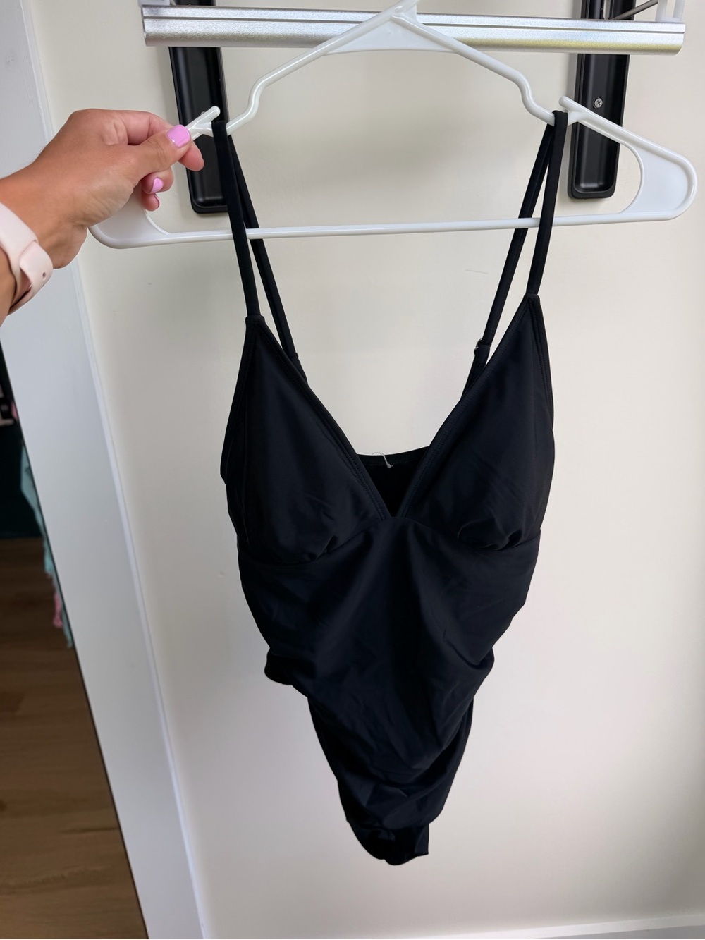 Black One-Piece V-Neck Swimsuit